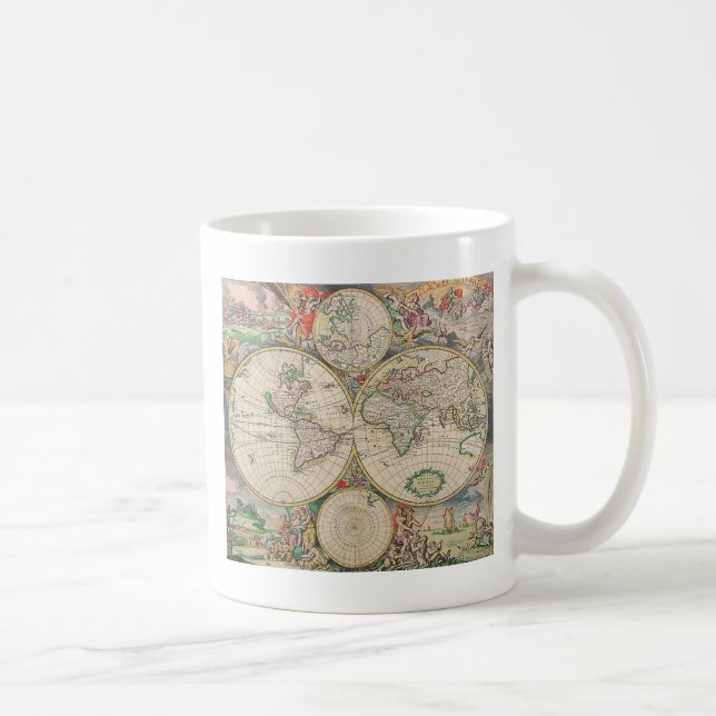 Caneca De Café Mapa Mundial Antiquado (Direita)