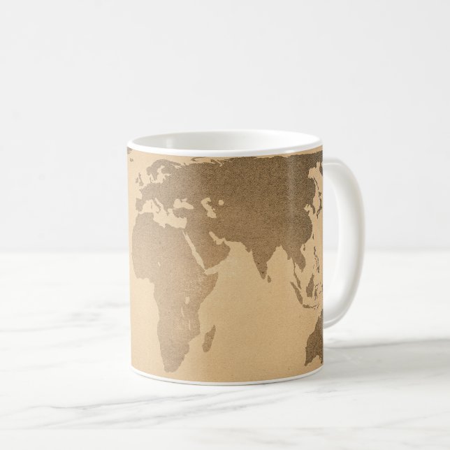 Caneca De Café Mapa mundial da Vintage (Frente Esquerda)