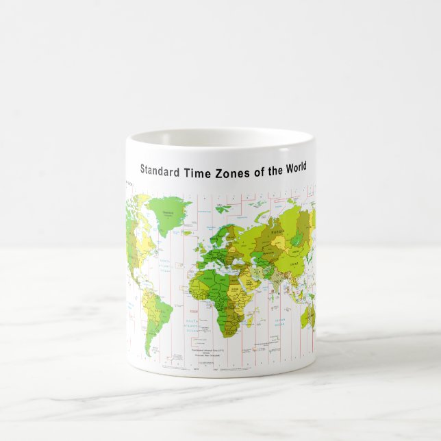 Caneca De Café Mapa Mundial das Zonas Horárias Padrão 2013 (Centro)