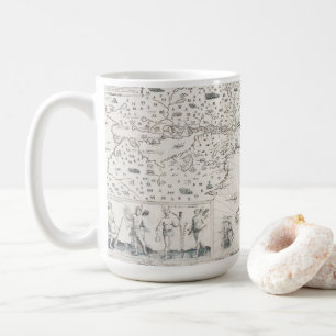 Caneca De Café Mapa Mundial Medieval Quebec Nova França América
