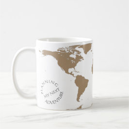 Caneca De Café Mapa Mundial - Planejando Minha Próxima Aventura -