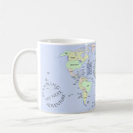 Caneca De Café Mapa Mundial - Planejando Minha Próxima Aventura -