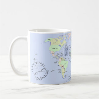 Caneca De Café Mapa Mundial - Planejando Minha Próxima Aventura -