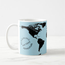 Caneca De Café Mapa Mundial - Planejando Minha Próxima Aventura -