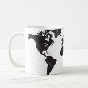 Caneca De Café Mapa mundial preto e branco