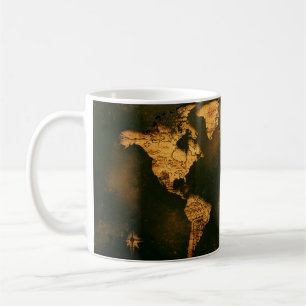 Caneca De Café Mapa Mundial Vintage Arte de Cartografia Antiga