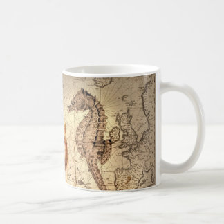 Caneca De Café Mapa náutico do seashell litoral da estrela do mar