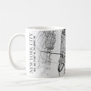 Caneca De Café Mapa Nova Iorque   Café Mug