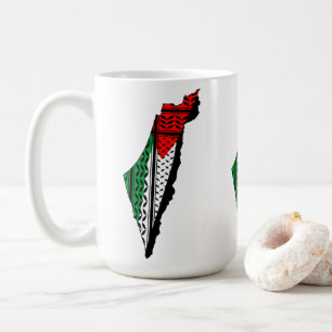Caneca De Café Mapa Palestino que Bandeira e Padrão Keffiyeg