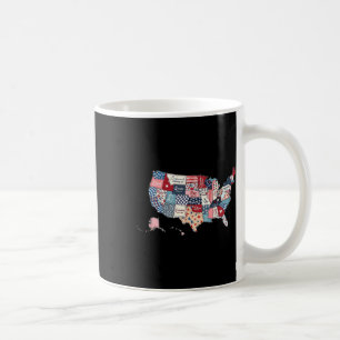 Caneca De Café Mapa Patriótico dos Estados Unidos Bandeira Americ