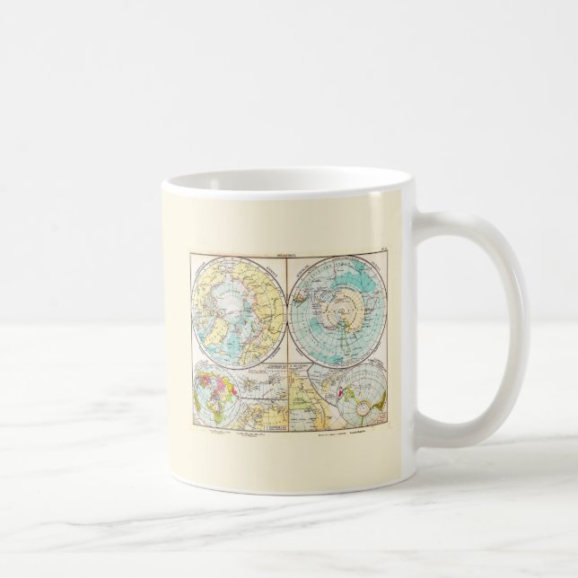 Caneca De Café Mapa Polar de Língua Alemã (Direita)