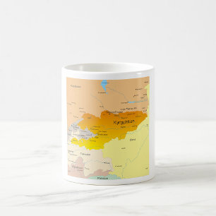 Caneca De Café Mapa político do Quirguistão e da Ásia Central