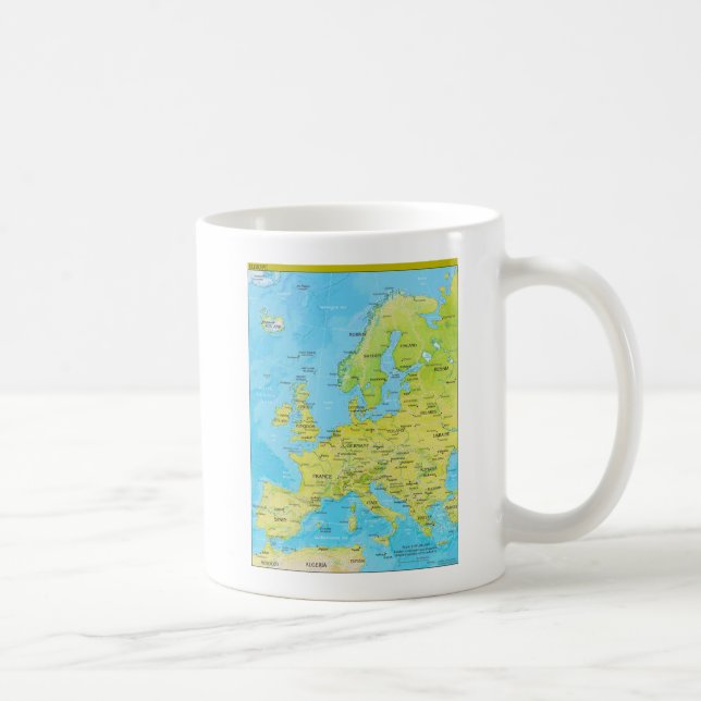 Caneca De Café Mapa regional geopolítico de Europa (Direita)