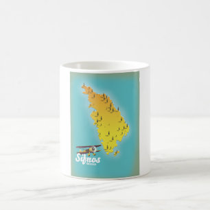 Caneca De Café Mapa retrô de Sifnos Grécia