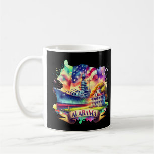 Caneca De Café Mapa Retro Viagem dos Estados Unidos do Alabama, E