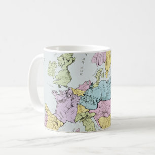 Caneca De Café Mapa Satirical de Europa   1871