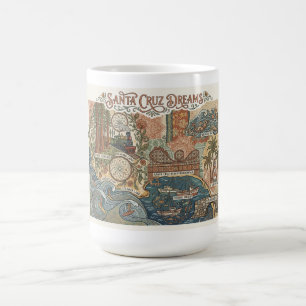 Caneca De Café Mapa Sonhos de Santa Cruz Califórnia UCSC Surfing
