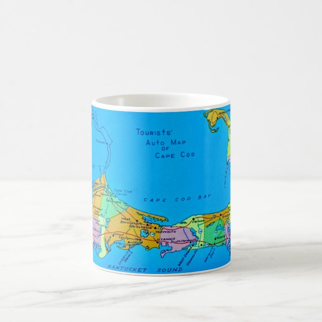 Caneca De Café Mapa Turístico do Antigo Cabo Cod (Centro)