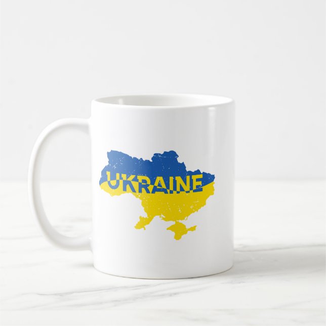 Caneca De Café Mapa ucraniano com inscrição Ucrânia. Ucrânia (Esquerda)
