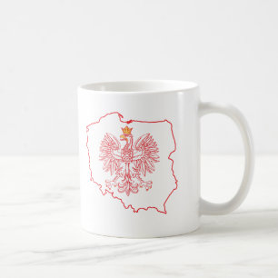 Caneca De Café Mapa Vermelho Polonês com Águia