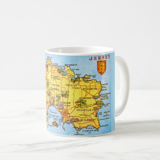 Caneca De Café Mapa Vintage de Jersey (Frente Esquerda)