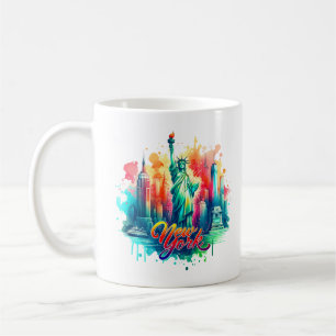 Caneca De Café Mapa Vintage de Nova Iorque - Mapa Vintage usa