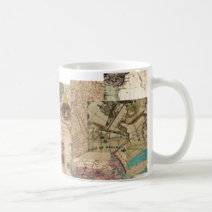Caneca De Café Mapas do estilo da antiguidade do Velho Mundo do