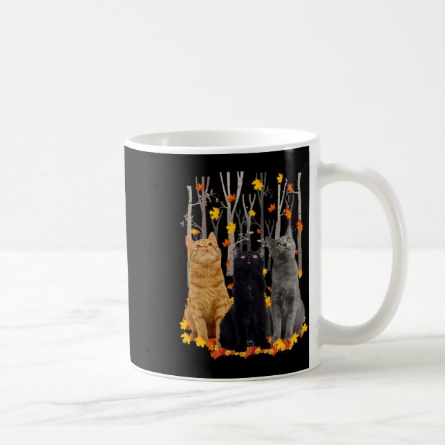 Caneca De Café Maple Cat Leaf Fall Hello Autumn Fun Gatinho (Direita)