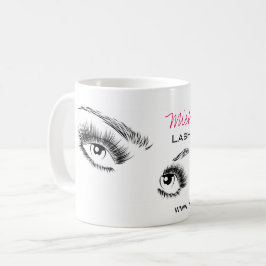 Caneca De Café Maquiagem Chic de Eyelashes Preto e Branco Minimal