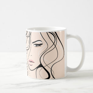 Caneca De Café Maquiagem Feminina Elegante de Pastel Minimalista