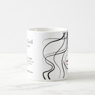 Caneca De Café Maquiagem Feminina Elegante Negra e Branca Minimal