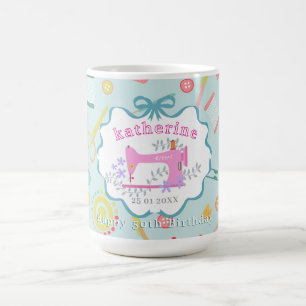 Caneca De Café Máquina de costura azul de 50º aniversário de cost