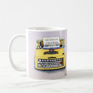 Caneca De Café Máquina de escrever amarela subtil