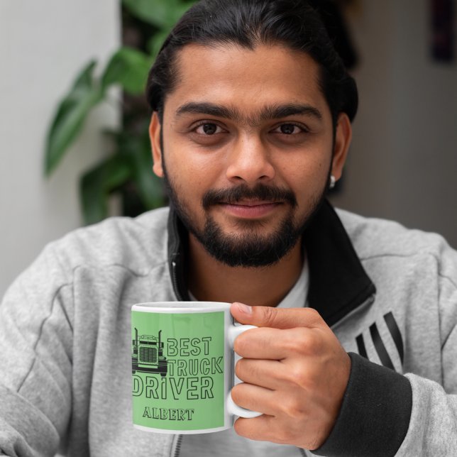 Caneca De Café Máquina de Maquinista do Melhor Caminhão Personali (Criador carregado)