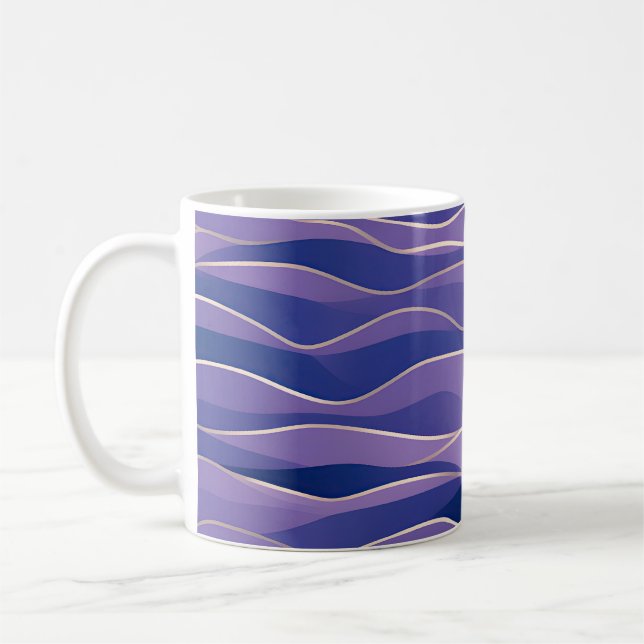 Caneca De Café Mar Absorto Ondas Fragmentadas 26 (Esquerda)