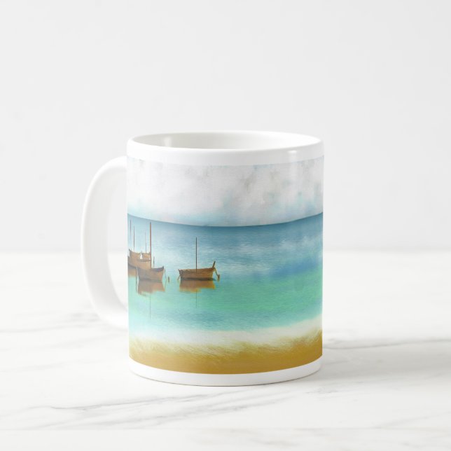CANECA DE CAFÉ MAR CALMO RESTAURADO E MASSA DE CAFÉ DE BARCO (Frente Esquerda)