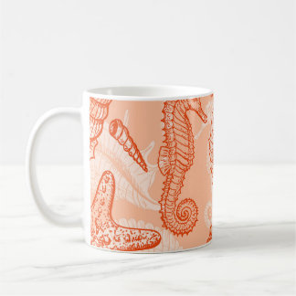 Caneca De Café Mar Desenhado À Mão: Padrão Vintage