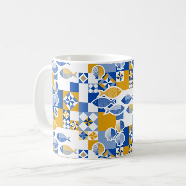 Caneca De Café Mar e azulejos (Frente Esquerda)