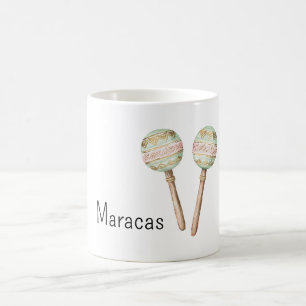 Caneca De Café Maracas Mexicanas Rosa Verde Dourado