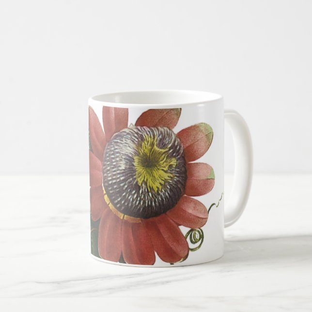 Caneca De Café maracujá (Passiflora alata) por Redouté (Frente Esquerda)
