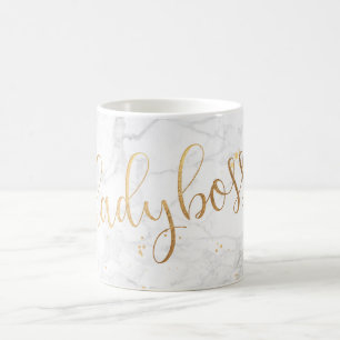 Caneca De Café Marble de LADYBOSS do PixDezines+Faux Dourado/Scri