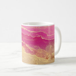 Caneca De Café Marble Elegante rosa e Dourado