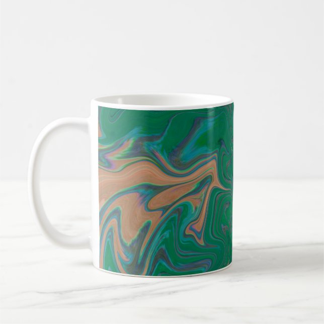 Caneca De Café Marble Forms – Green & Gold Natural Flow (Esquerda)