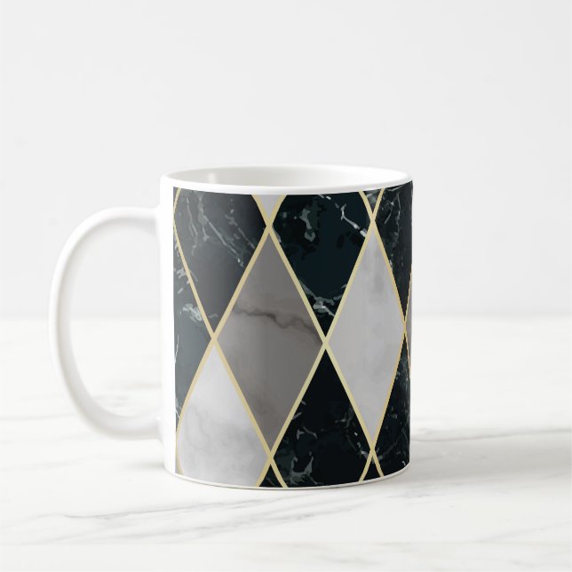 Caneca De Café Marble Geométrico: Linhas Douradas, Luxo (Esquerda)