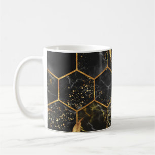 Caneca De Café Marble Hexagon, Ouro Deixa Textura.