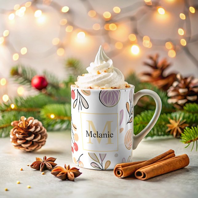 Caneca De Café marca d'água botânica moderna Semelhante monograma (Criador carregado)