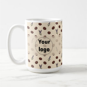 Caneca De Café Marca de Café com Grãos de Café Vintage e Lavanda