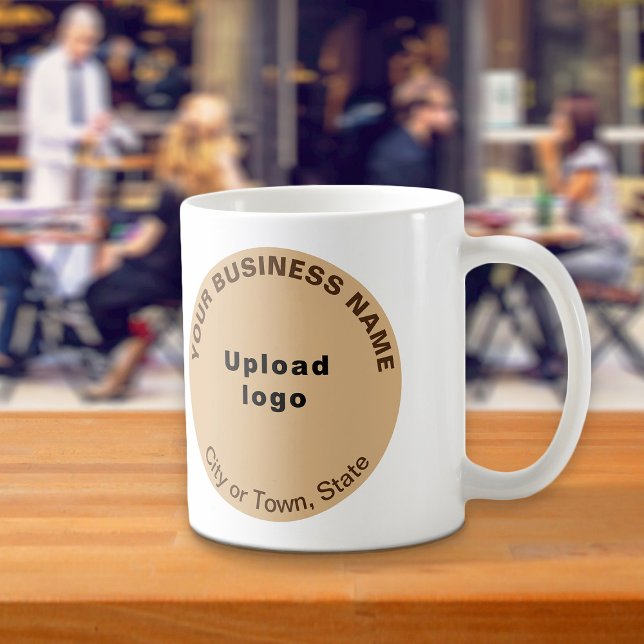 Caneca De Café Marca empresarial leve e redonda em Mug (Light brown round business brand on mug)