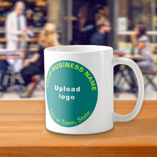 Caneca De Café Marca empresarial Teal Green Round em Mug
