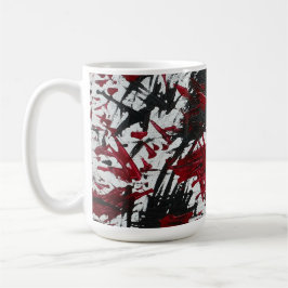 Caneca De Café Marcas de abstrato a preto e vermelho